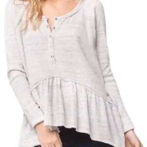 We The Free Heather Gray Ruffled Blouse